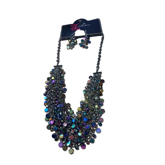 Necklace and earring set, glam style - Picture 1 of 5